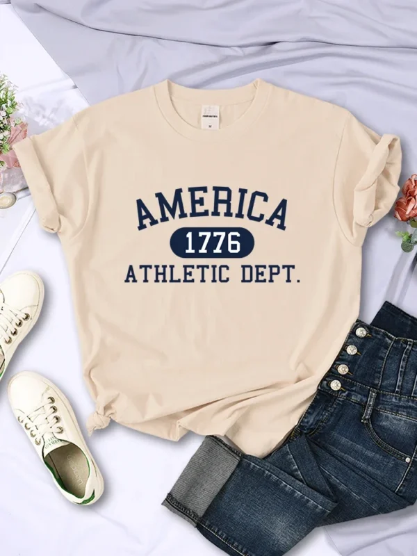 Camiseta con letras deportivas americanas 1776 para mujer, Top corto deportivo informal, camiseta fresca de Hip Hop, camiseta suave y transpirable para mujer - Imagen 2