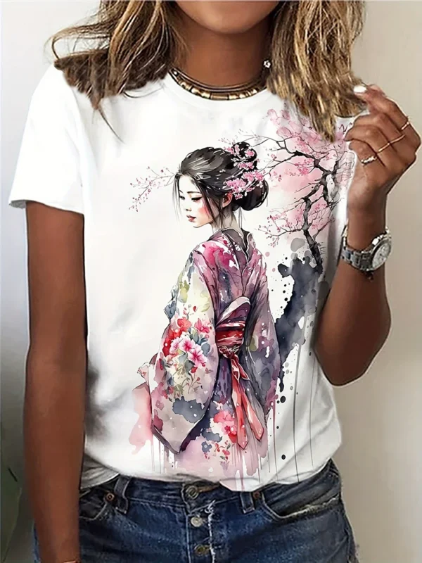 Camiseta con estampado de gato en 3D para mujer, moda urbana urbana urbana, camiseta para amantes de los animales, camiseta informal de verano para todos los días, Top de manga corta para mujer - Imagen 9