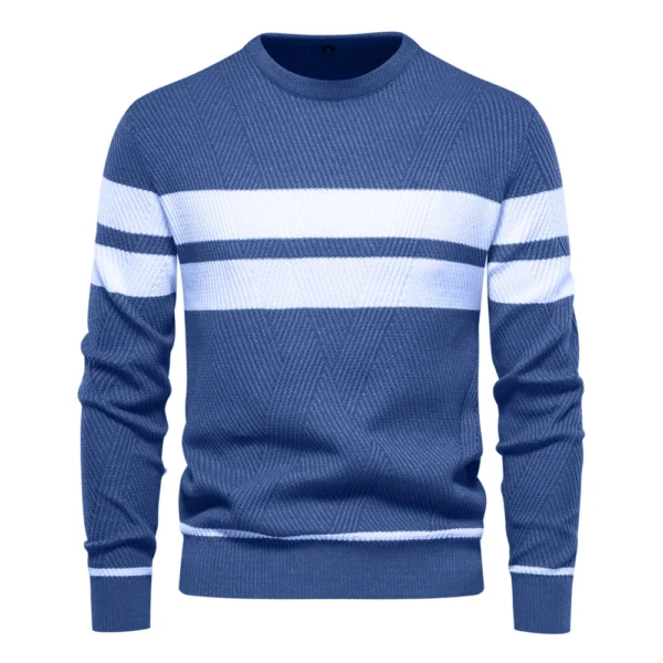 Jersey de otoño para hombre, suéter con cuello redondo de retazos de manga larga, suéteres ajustados cálidos, suéter informal de moda para hombre, ropa para hombre - Imagen 7