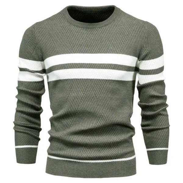 Jersey de otoño para hombre, suéter con cuello redondo de retazos de manga larga, suéteres ajustados cálidos, suéter informal de moda para hombre, ropa para hombre - Imagen 8