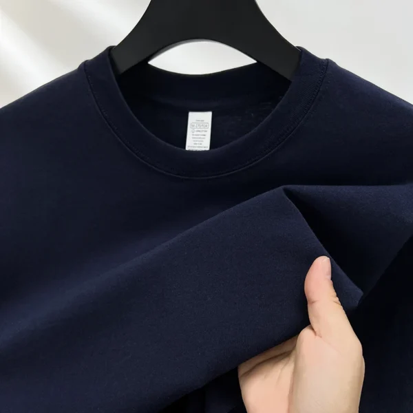 Camiseta 100% de algodón puro para hombre, camiseta transpirable de media manga con cuello redondo y manga corta de marca de alta gama de verano - Imagen 17