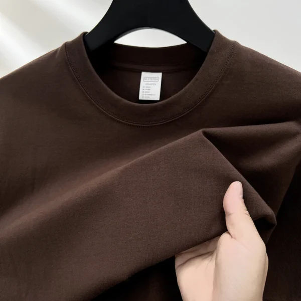 Camiseta 100% de algodón puro para hombre, camiseta transpirable de media manga con cuello redondo y manga corta de marca de alta gama de verano - Imagen 8