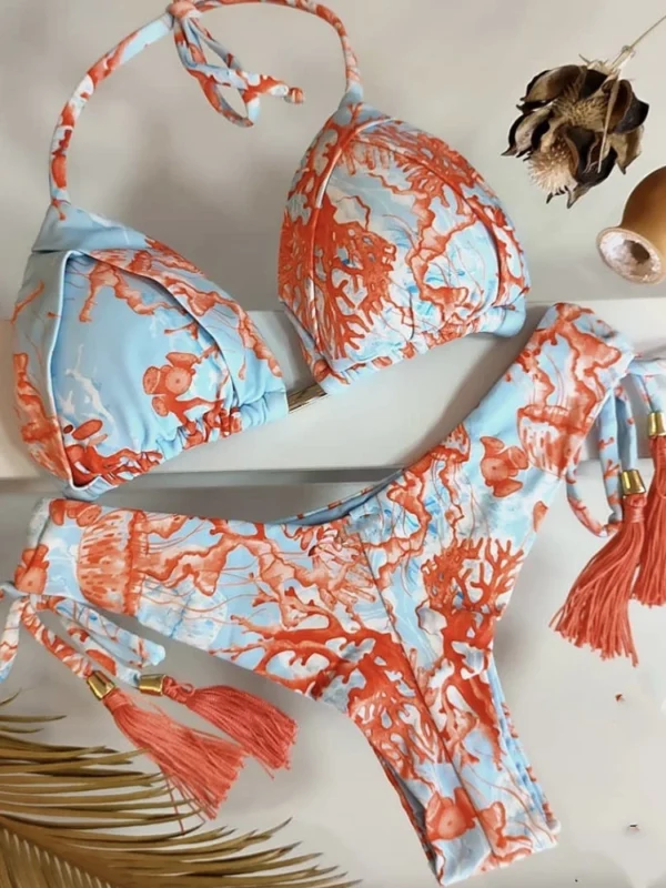 Conjunto de Bikini con Push-Up para mujer, traje de baño con estampado inferior, Bikini brasileño, ropa de baño para playa 2022 - Imagen 7