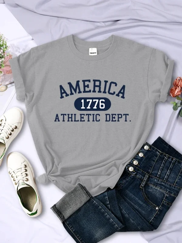 Camiseta con letras deportivas americanas 1776 para mujer, Top corto deportivo informal, camiseta fresca de Hip Hop, camiseta suave y transpirable para mujer - Imagen 5