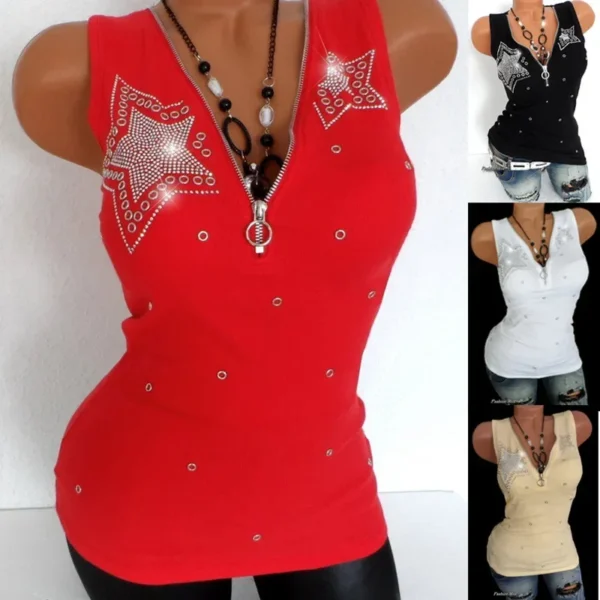 Camiseta Sexy Harajuku para mujer, camiseta a la moda, Blusas con diamantes, camiseta informal de verano para mujer, camiseta para mujer, ropa con cuello en V - Imagen 4