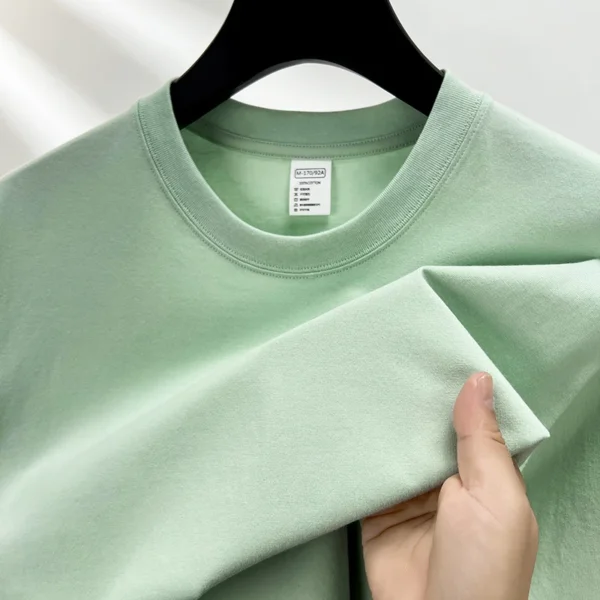 Camiseta 100% de algodón puro para hombre, camiseta transpirable de media manga con cuello redondo y manga corta de marca de alta gama de verano - Imagen 14