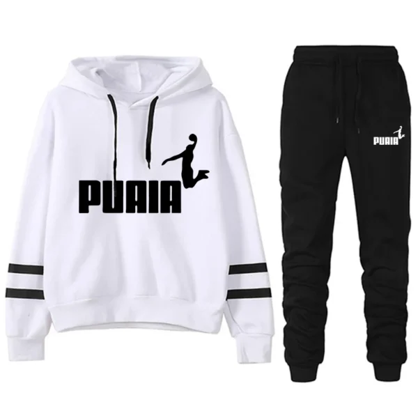 Chándal informal para mujer, traje deportivo holgado y cómodo, Sudadera con capucha a rayas para uso diario, conjunto de dos piezas a juego, 2024 - Imagen 5