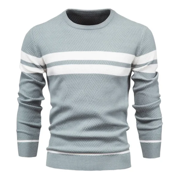 Jersey de otoño para hombre, suéter con cuello redondo de retazos de manga larga, suéteres ajustados cálidos, suéter informal de moda para hombre, ropa para hombre - Imagen 10