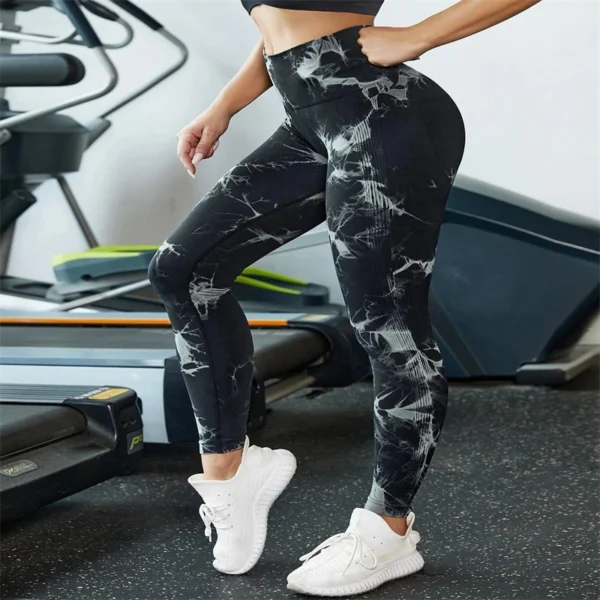 Mallas sexis de Yoga para gimnasio para mujer, mallas Push Up de cintura alta, mallas de entrenamiento para Fitness sin costuras con tinte anudado, mallas deportivas para correr - Imagen 10