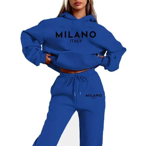 Conjunto de dos piezas con estampado divertido de MILANO para mujer, sudadera con capucha y pantalones, traje para correr, nueva colección - Imagen 9