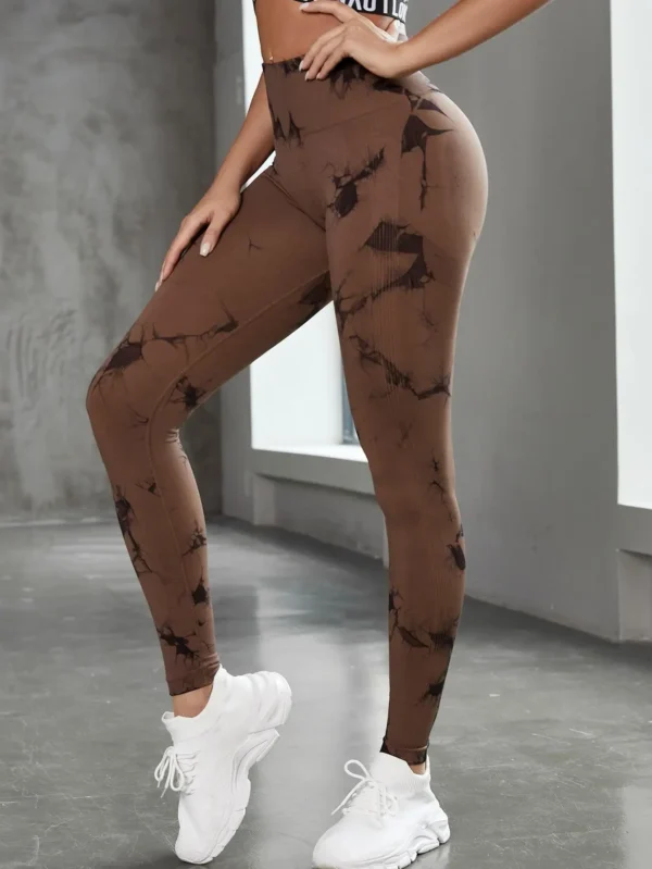 Mallas sexis de Yoga para gimnasio para mujer, mallas Push Up de cintura alta, mallas de entrenamiento para Fitness sin costuras con tinte anudado, mallas deportivas para correr - Imagen 12