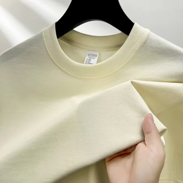Camiseta 100% de algodón puro para hombre, camiseta transpirable de media manga con cuello redondo y manga corta de marca de alta gama de verano - Imagen 12