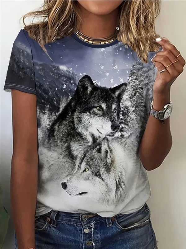 Camiseta con estampado de gato en 3D para mujer, moda urbana urbana urbana, camiseta para amantes de los animales, camiseta informal de verano para todos los días, Top de manga corta para mujer - Imagen 4