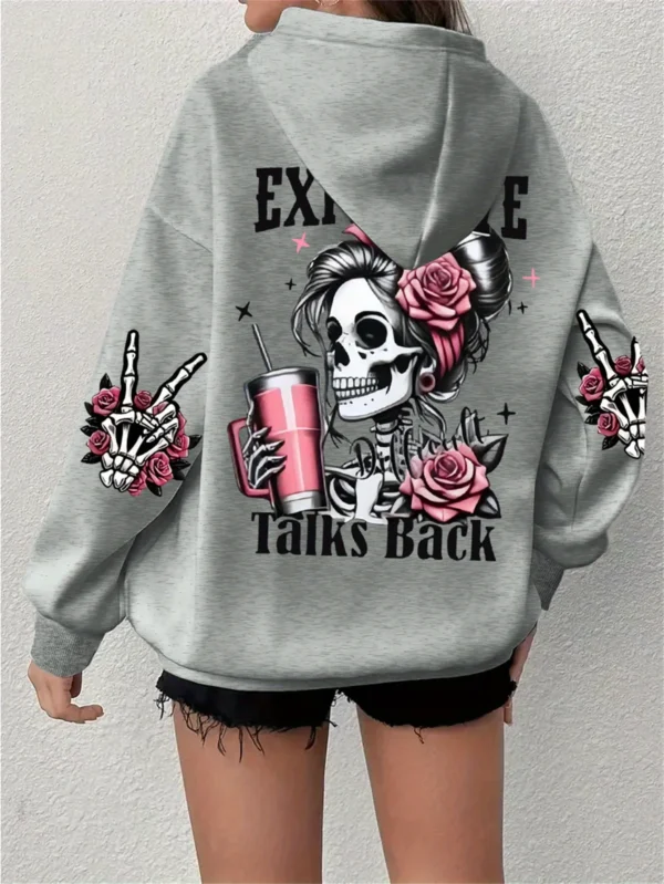 Sudadera con capucha con estampado divertido para mujer, ropa holgada Harajuku, Sudadera con capucha cálida y cómoda de lana, Top Vintage de cuello redondo para otoño - Imagen 7