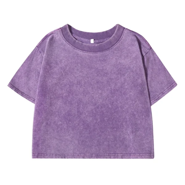 Camiseta lavada ajustada lisa para mujer, ropa informal de algodón suave a la moda, pantalón corto deportivo informal de manga corta, ropa corta Retro fresca para mujer - Imagen 8
