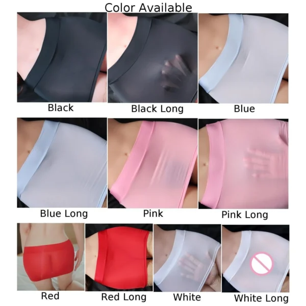Mini falda de tubo elástica transparente de seda helada para mujer, ropa Sexy translúcida para fiesta y discoteca, ropa elástica para mujer - Imagen 5