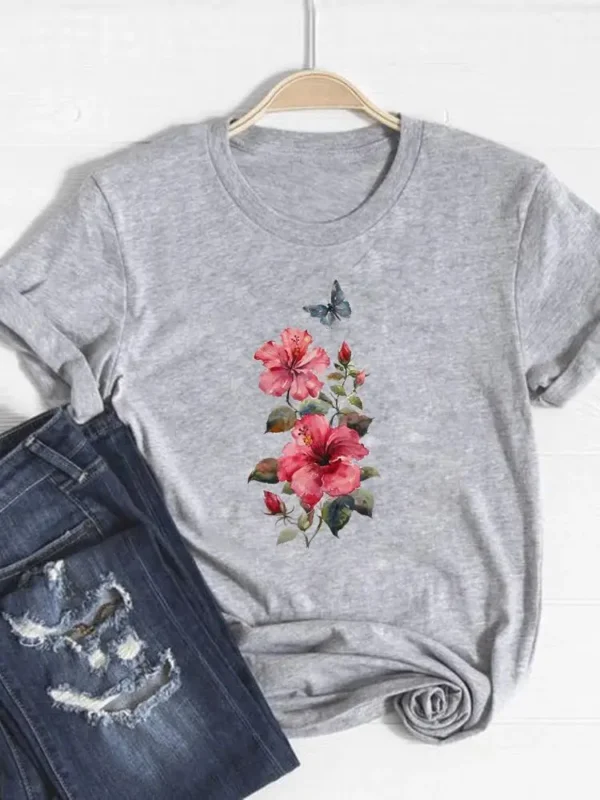 Camiseta básica para mujer, ropa con estampado de leopardo, tendencia de corazón de amor, Top bonito de verano, camiseta gráfica de manga corta a la moda - Imagen 13
