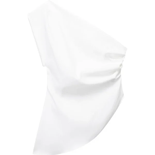 Camiseta asimétrica para mujer, Top con hombros descubiertos, tendencia de moda, chica picante, celebridad, temperamento, novedad - Imagen 9