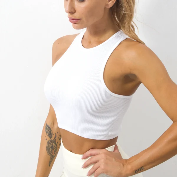 Camiseta sin mangas Mallas Casual mujer corsé Top Verano sin costuras Push Up Y2k tops hermoso deporte Sexy - Imagen 3