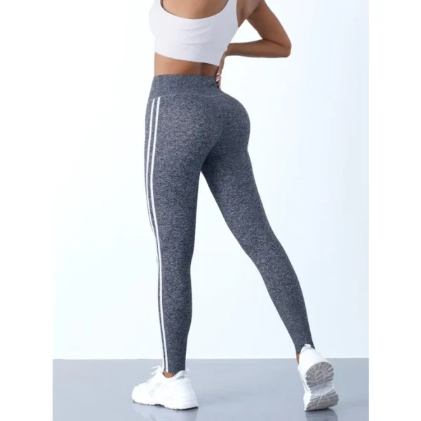 Mallas de Yoga para mujer, pantalones deportivos ajustados a rayas, mallas informales de cintura alta para realzar la cadera, entrenamiento, correr, mallas elásticas para gimnasio - Imagen 5
