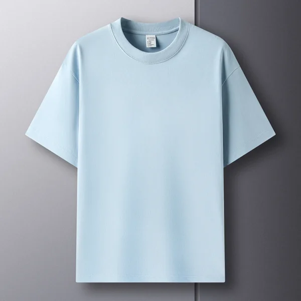 Camiseta 100% de algodón puro para hombre, camiseta transpirable de media manga con cuello redondo y manga corta de marca de alta gama de verano - Imagen 6