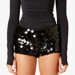 Pantalones cortos con purpurina y lentejuelas para mujer, Shorts para fiesta y discoteca, pantalones cortos informales con cintura elástica brillante para vacaciones en la playa, ropa de calle
