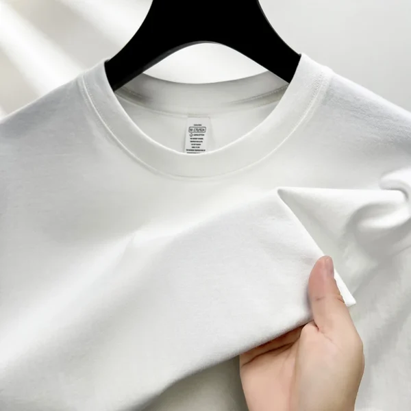 Camiseta 100% de algodón puro para hombre, camiseta transpirable de media manga con cuello redondo y manga corta de marca de alta gama de verano - Imagen 2