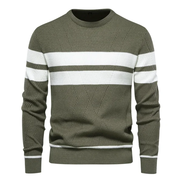 Jersey de otoño para hombre, suéter con cuello redondo de retazos de manga larga, suéteres ajustados cálidos, suéter informal de moda para hombre, ropa para hombre