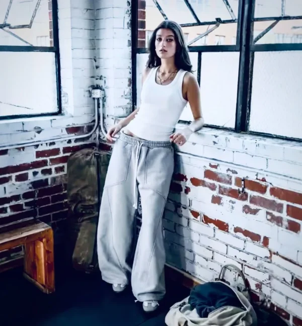 Pantalones sueltos versátiles informales de Hip-hop europeo y americanoY2k moda urbana marca versátil Harajuku gótico pantalones de pierna ancha para hombres