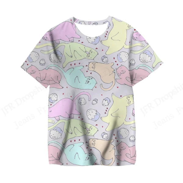 Camiseta con estampado 3d de perro y gato encantador para mujer, camisetas informales de manga corta de gran tamaño a la moda, camisetas, ropa nueva - Imagen 18