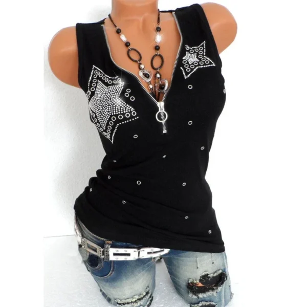 Camiseta Sexy Harajuku para mujer, camiseta a la moda, Blusas con diamantes, camiseta informal de verano para mujer, camiseta para mujer, ropa con cuello en V - Imagen 11