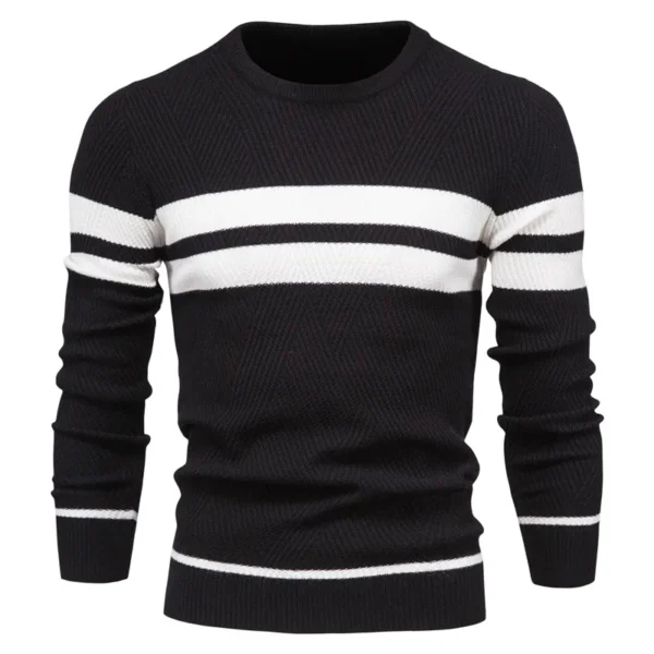 Jersey de otoño para hombre, suéter con cuello redondo de retazos de manga larga, suéteres ajustados cálidos, suéter informal de moda para hombre, ropa para hombre - Imagen 11