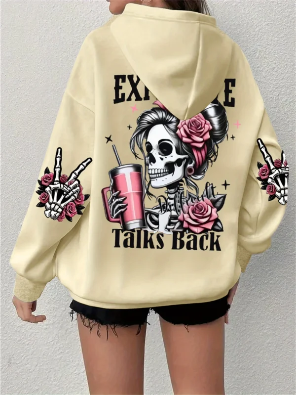 Sudadera con capucha con estampado divertido para mujer, ropa holgada Harajuku, Sudadera con capucha cálida y cómoda de lana, Top Vintage de cuello redondo para otoño - Imagen 8