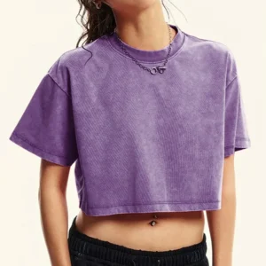Camiseta lavada ajustada lisa para mujer, ropa informal de algodón suave a la moda, pantalón corto deportivo informal de manga corta, ropa corta Retro fresca para mujer