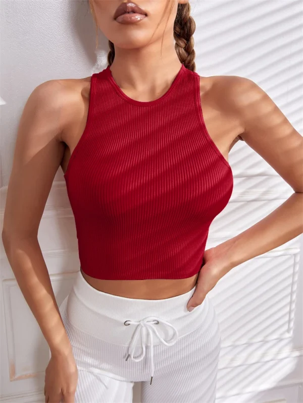 Camiseta sin mangas Mallas Casual mujer corsé Top Verano sin costuras Push Up Y2k tops hermoso deporte Sexy - Imagen 5