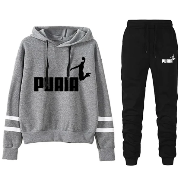Chándal informal para mujer, traje deportivo holgado y cómodo, Sudadera con capucha a rayas para uso diario, conjunto de dos piezas a juego, 2024 - Imagen 4