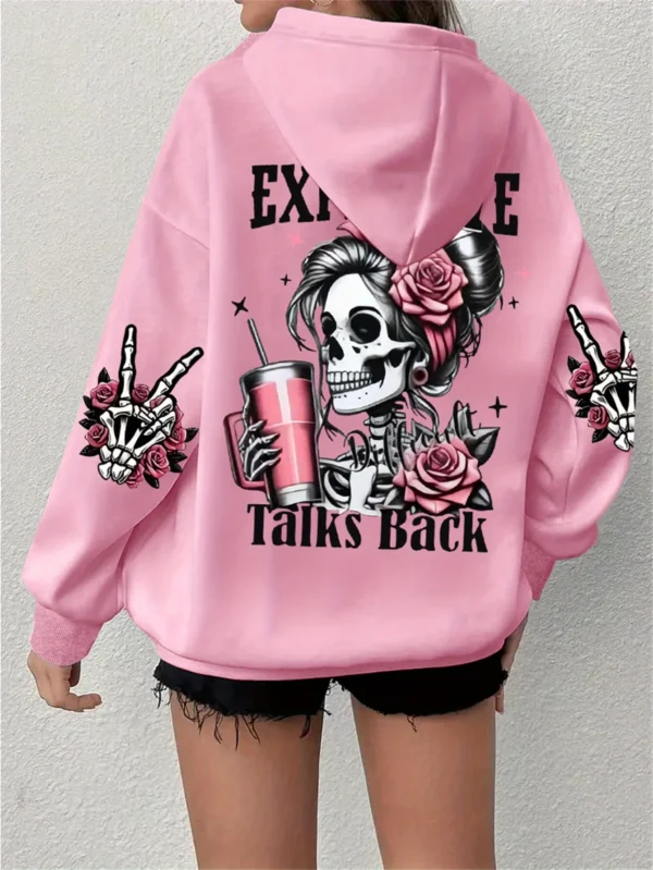 Sudadera con capucha con estampado divertido para mujer, ropa holgada Harajuku, Sudadera con capucha cálida y cómoda de lana, Top Vintage de cuello redondo para otoño