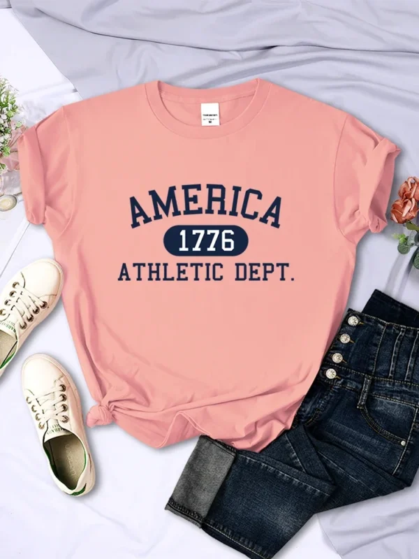 Camiseta con letras deportivas americanas 1776 para mujer, Top corto deportivo informal, camiseta fresca de Hip Hop, camiseta suave y transpirable para mujer - Imagen 3