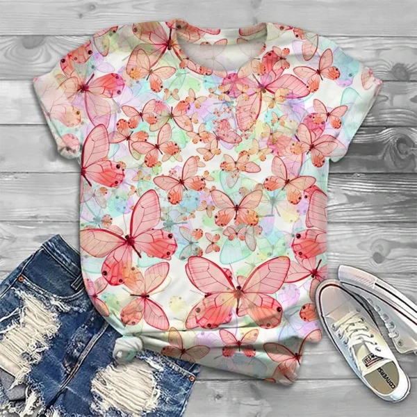 Camiseta con estampado 3d de perro y gato encantador para mujer, camisetas informales de manga corta de gran tamaño a la moda, camisetas, ropa nueva - Imagen 8
