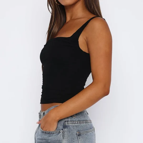 Nuevas camisetas sin mangas para mujer, ropa de calle sexi lisa con espalda descubierta, camisola informal ajustada sin mangas, camisetas sin mangas con pliegues a la moda, ropa para mujer - Imagen 6