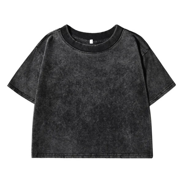 Camiseta lavada ajustada lisa para mujer, ropa informal de algodón suave a la moda, pantalón corto deportivo informal de manga corta, ropa corta Retro fresca para mujer - Imagen 7
