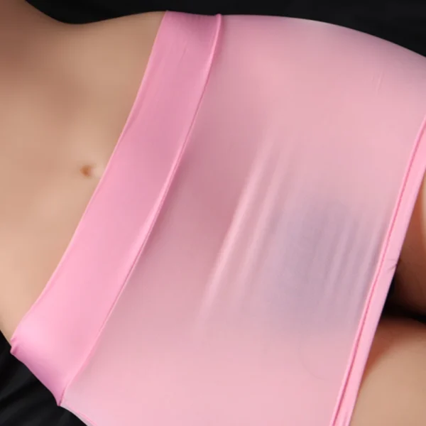 Mini falda de tubo elástica transparente de seda helada para mujer, ropa Sexy translúcida para fiesta y discoteca, ropa elástica para mujer - Imagen 15