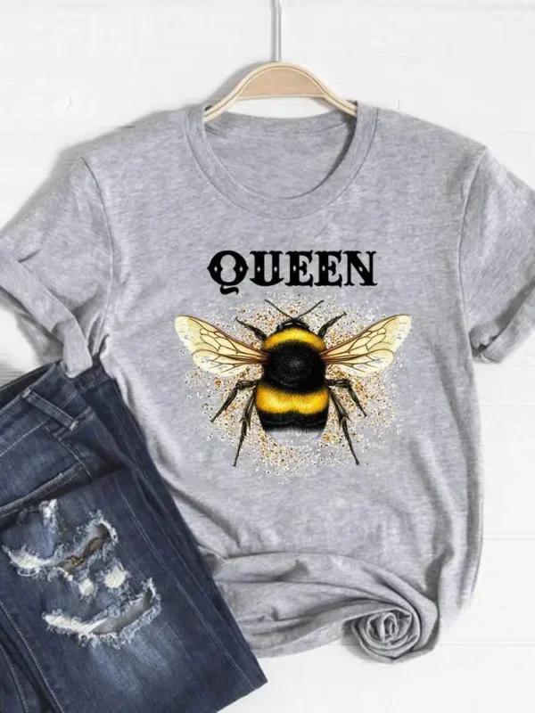 Camiseta básica para mujer, ropa con estampado de leopardo, tendencia de corazón de amor, Top bonito de verano, camiseta gráfica de manga corta a la moda - Imagen 11