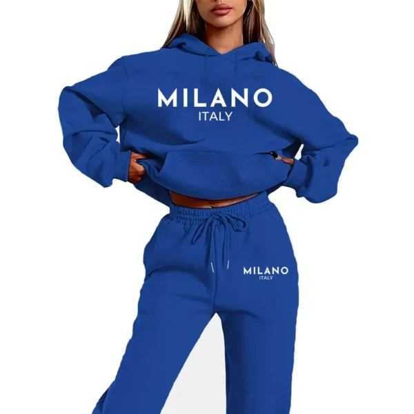 Conjunto de dos piezas con estampado divertido de MILANO para mujer, sudadera con capucha y pantalones, traje para correr, nueva colección - Imagen 5
