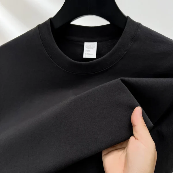 Camiseta 100% de algodón puro para hombre, camiseta transpirable de media manga con cuello redondo y manga corta de marca de alta gama de verano - Imagen 11