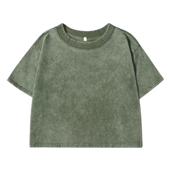 Camiseta lavada ajustada lisa para mujer, ropa informal de algodón suave a la moda, pantalón corto deportivo informal de manga corta, ropa corta Retro fresca para mujer - Imagen 11