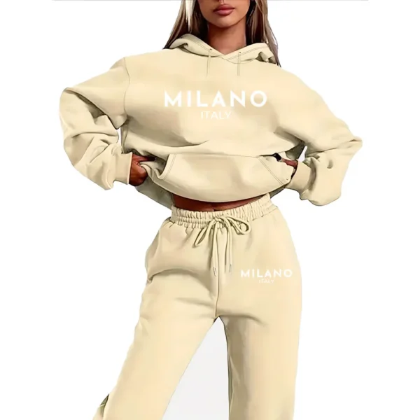 Conjunto de dos piezas con estampado divertido de MILANO para mujer, sudadera con capucha y pantalones, traje para correr, nueva colección - Imagen 8