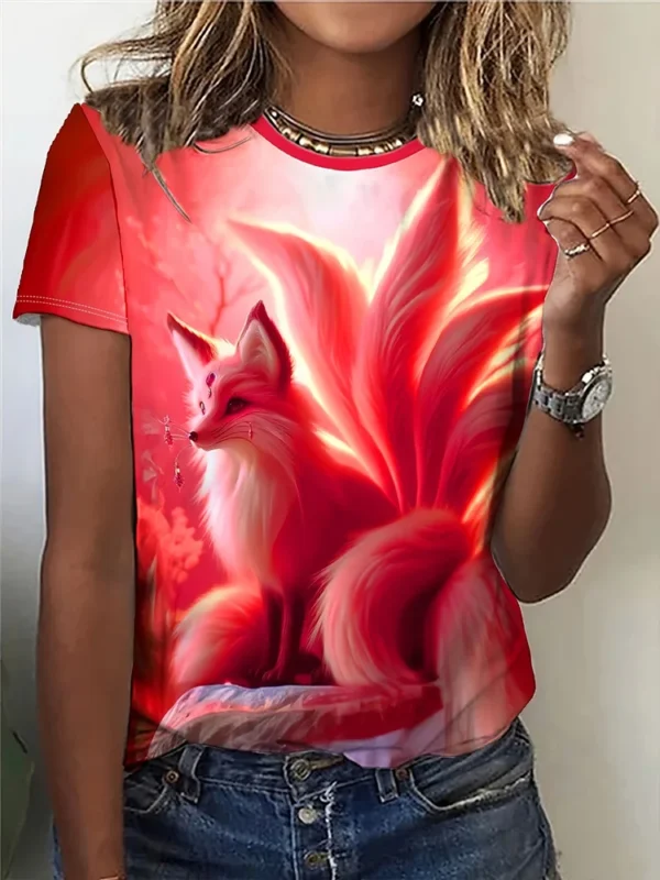 Camiseta con estampado de gato en 3D para mujer, moda urbana urbana urbana, camiseta para amantes de los animales, camiseta informal de verano para todos los días, Top de manga corta para mujer - Imagen 2
