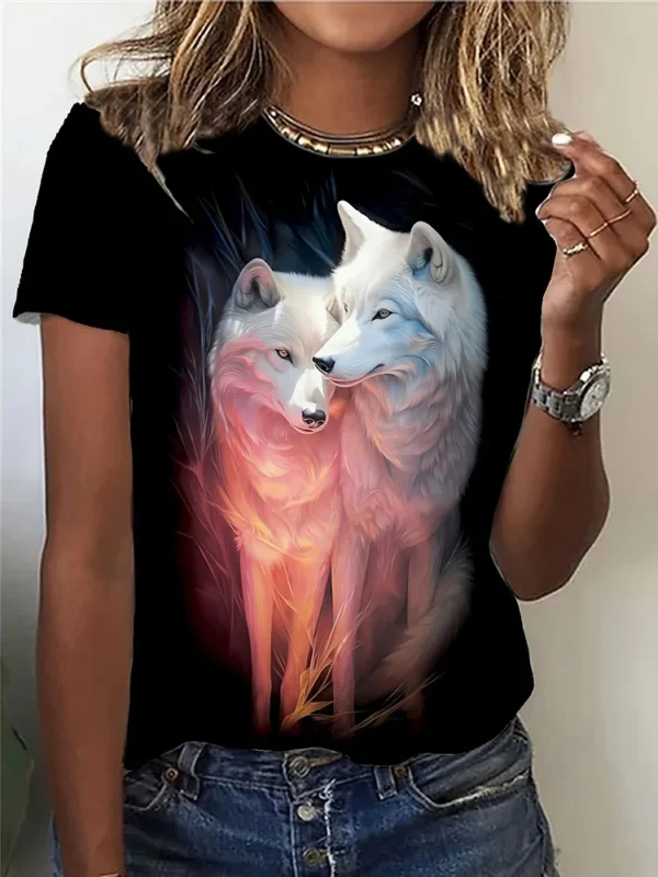 Camiseta con estampado de gato en 3D para mujer, moda urbana urbana urbana, camiseta para amantes de los animales, camiseta informal de verano para todos los días, Top de manga corta para mujer - Imagen 3