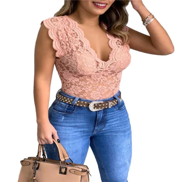 Tops de mujer, cárdigan de ganchillo de encaje Sexy de verano, Top informal de Color sólido con encaje calado para mujer - Imagen 4